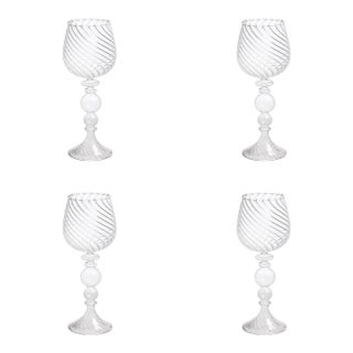 Rialto Twisted Optic White Wine Glasses, Set of 4 For Sale