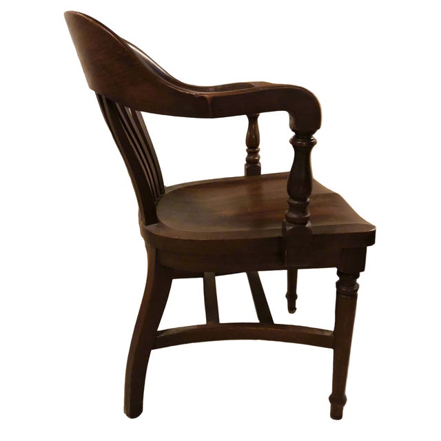 Vintage Solid Oak Marble&Shattuck Desk Chair - heavy duty and well made - 33.5" tall x 23.5" wide x 18" deep Good used...