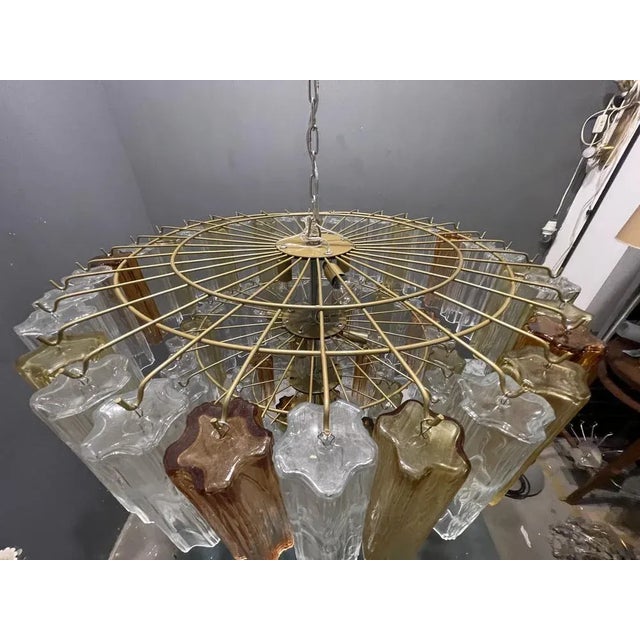 Large Multicolored Murano Glass Tube Tronchi Chandelier, 1970s For Sale - Image 6 of 9