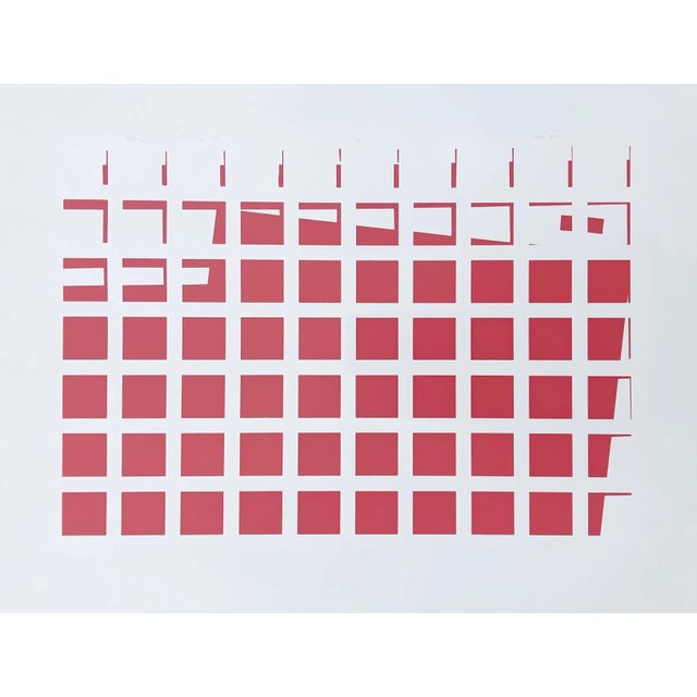 Serigraph by sculptor John Henry (born 1943) "Red Poem" 1976, numbered 65 of 65. This is meant to be hung horizontally but...