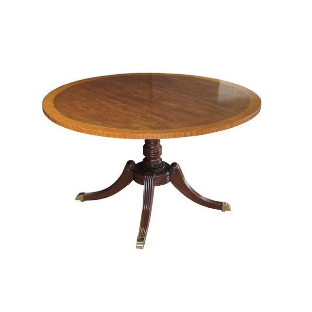 English Late 20th Century Baker Historic Charleston Regency Style Mahogany Round Dining Center Table 48" For Sale - Image 3 of 13