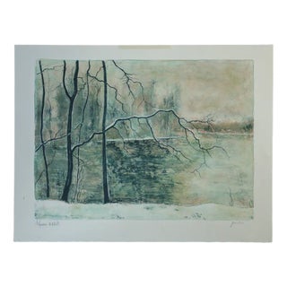 Bernard Gantner, Lac Hivernal aux Voges, Lithograph on Wove Paper, 1970s For Sale