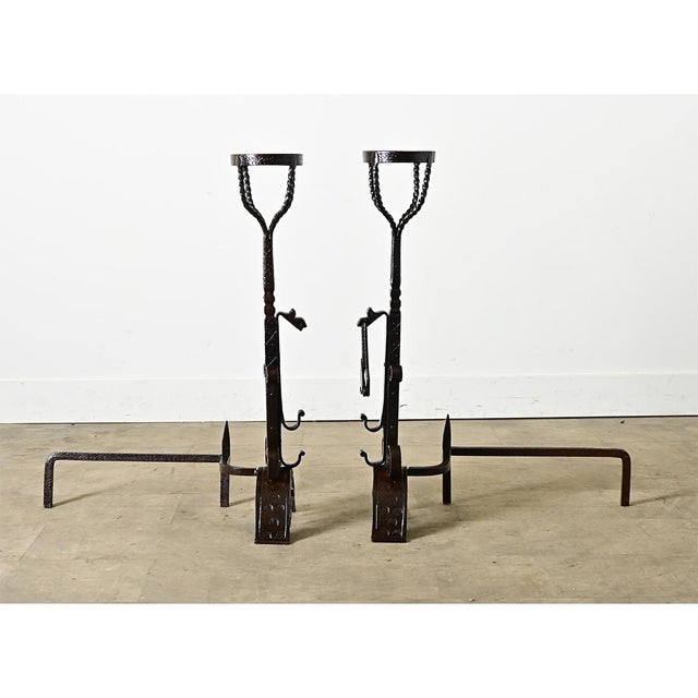 Black French 18th Century Forged Iron Andirons For Sale - Image 8 of 9