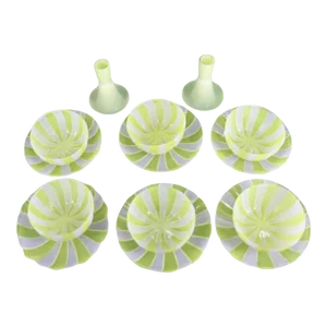 12 Pieces of Venini Latticino Yellow & White Desert Bowls and Plates.
