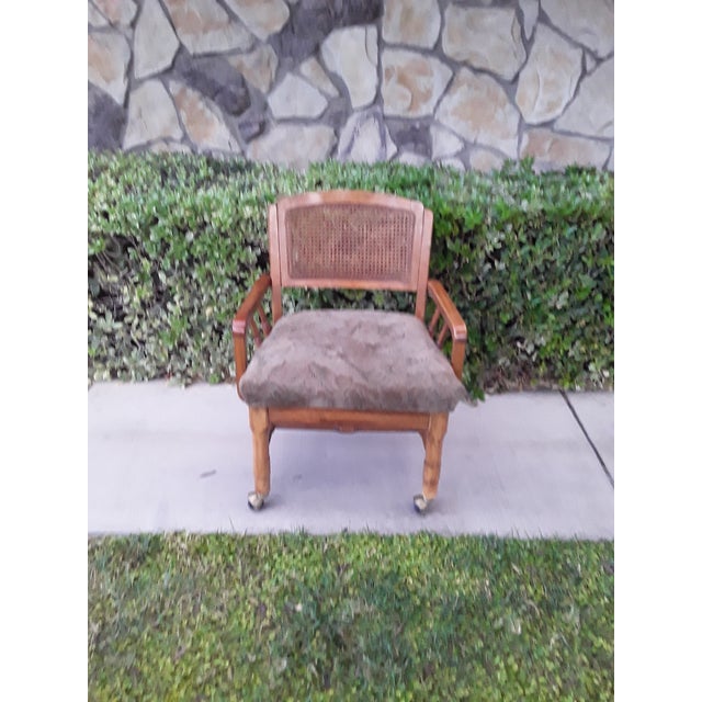 1970s Vintage Wheeled Cane Back Chair For Sale - Image 11 of 13