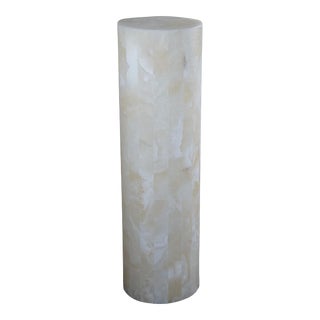 Late 20th Century Tessellated Onyx Modern Floor Lamp Sculpture Pedestal Column Crystal Lantern For Sale