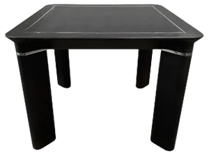 French Ostrich Leather Card Table with Chrome Trim and Drinks Holders, 1970s