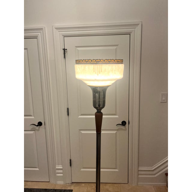 Art Deco 1920s Rare Intricate Art Deco Torchiere Floor Lamp For Sale - Image 3 of 13