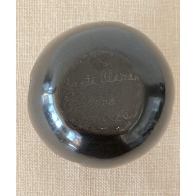 Vintage Santa Clara Pueblo Signed Blackware Pots or Vases, Set of 2 For Sale - Image 10 of 15