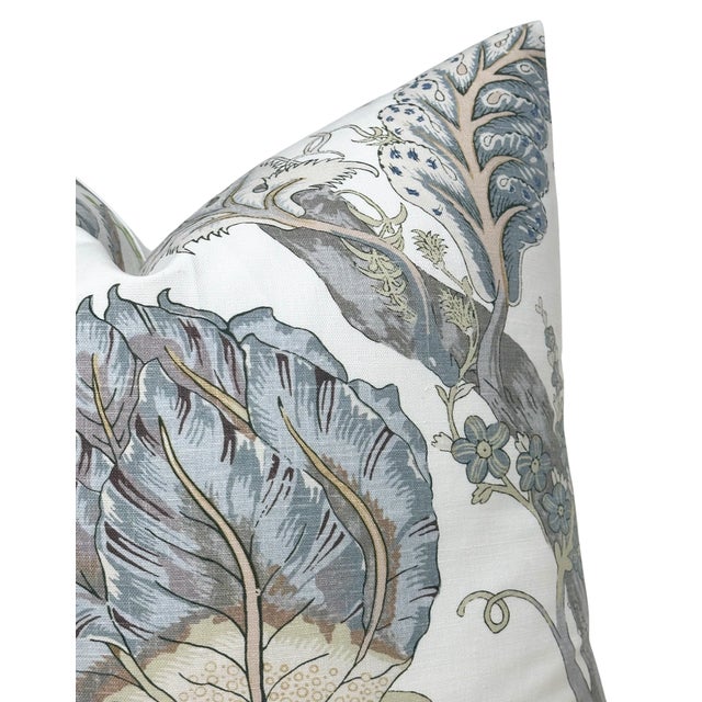 Traditional Kalamkari Floral Pillow Cover in Aqua, 14x20 Pillow For Sale - Image 3 of 5