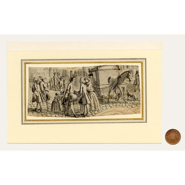 After Reinier Vinkeles, Amsterdam Street Scene with Horse Sleigh, 18th Century, Watercolor For Sale - Image 6 of 8