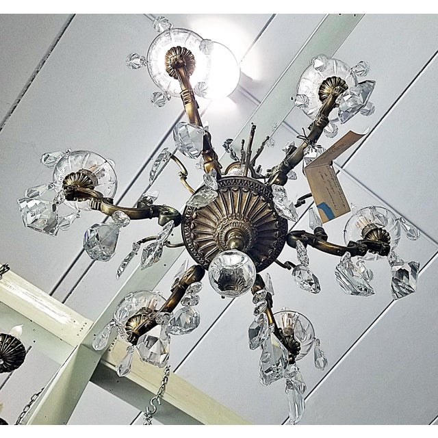 Metal 1930s French Bronze Dore' Crystal Chandelier For Sale - Image 7 of 17