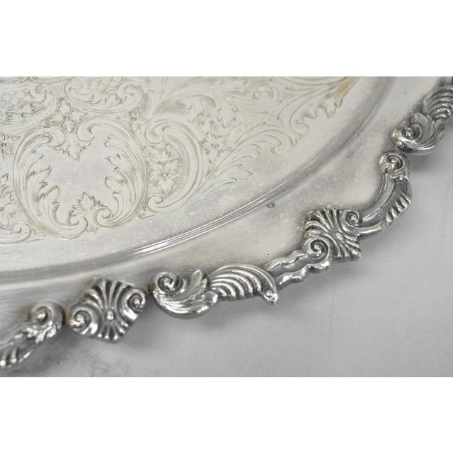 Vintage Sheffield Victorian Silver Plated Oval Platter Tray 25th Anniversary For Sale - Image 17 of 18