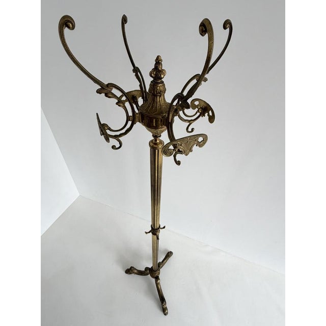 Vintage Brass Hall Stand with Rotating Crown and Lower Hook Ring, 1960s For Sale - Image 9 of 18