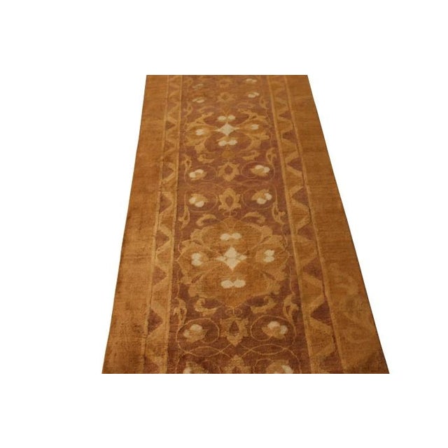 Transitional Antique Agra Runner Gold Brown Geometric Fragment Rug For Sale - Image 3 of 5