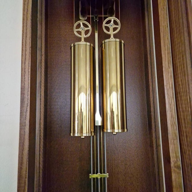 Brown German Wall Clock Hermle For Sale - Image 8 of 13