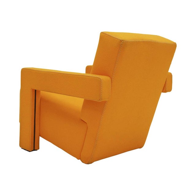 Cassina Utrecht Armchairs in Orange Wool Fabric by Gerrit Thomas Rietveld for Cassina, 1935, Set of 2 For Sale - Image 4 of 12