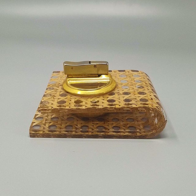 1970s Table Lighter in Vienna Straw from Geolel, Italy, 1970s For Sale - Image 5 of 5
