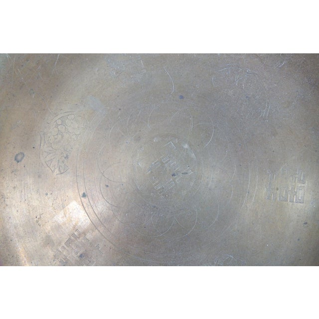 Chinese Antique Chinese Footed Brass Tray For Sale - Image 3 of 4
