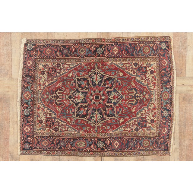 Antique Persian Heriz Rug, 04'11 X 06'04 For Sale - Image 10 of 10