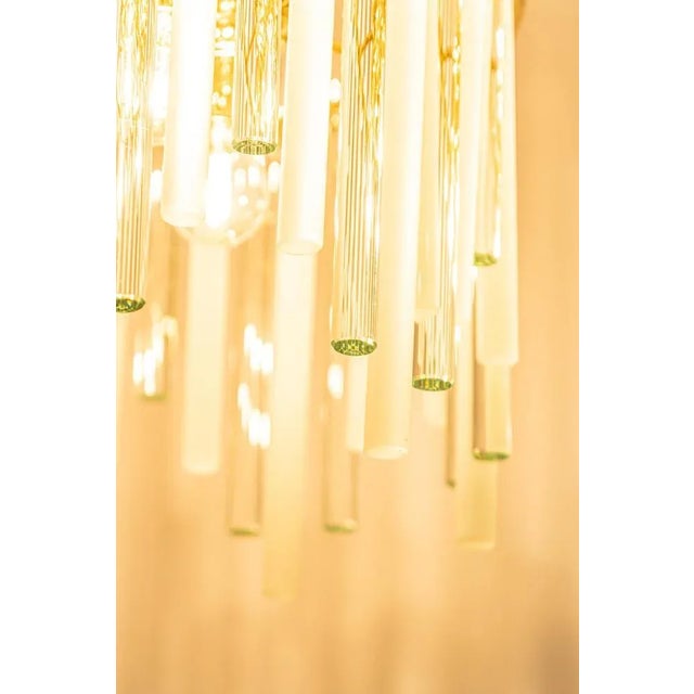 Gilt Brass & Crystal Glass Rods Chandelier by C.Palme, Germany, 1970s For Sale - Image 11 of 14