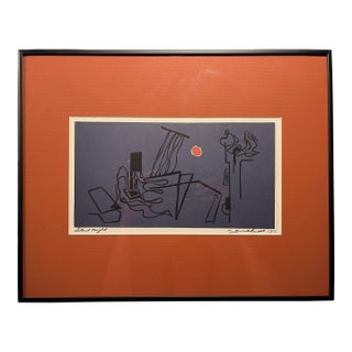 1971 Swiss-American Artist Hans Gustav Burkhardt Abstract Lithograph Signed For Sale