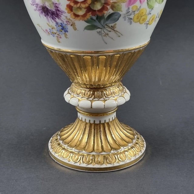 HandPainted Vase With Snake Handles From Meissen, Germany, 20th