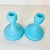 1970s Vintage Art Nouveau Americana Tiffany Blue Fenton Candle Holders - A Pair For Sale - Image 9 of 12