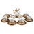 X-Form Mocha Service for 6 in Gilt Bronze with Scattered Flowers from Meissen, 1980s, Set of 21 For Sale - Image 10 of 10