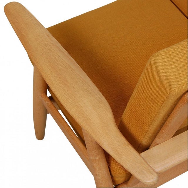 Three-Seater Cigar Sofa in Oak and Yellow Fabric by Hans Wegner, 1960s For Sale - Image 6 of 18