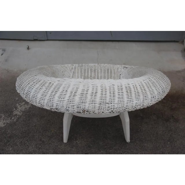 Wood Italian Rattan & Lacquered Lounge Chair, 1950s For Sale - Image 7 of 11