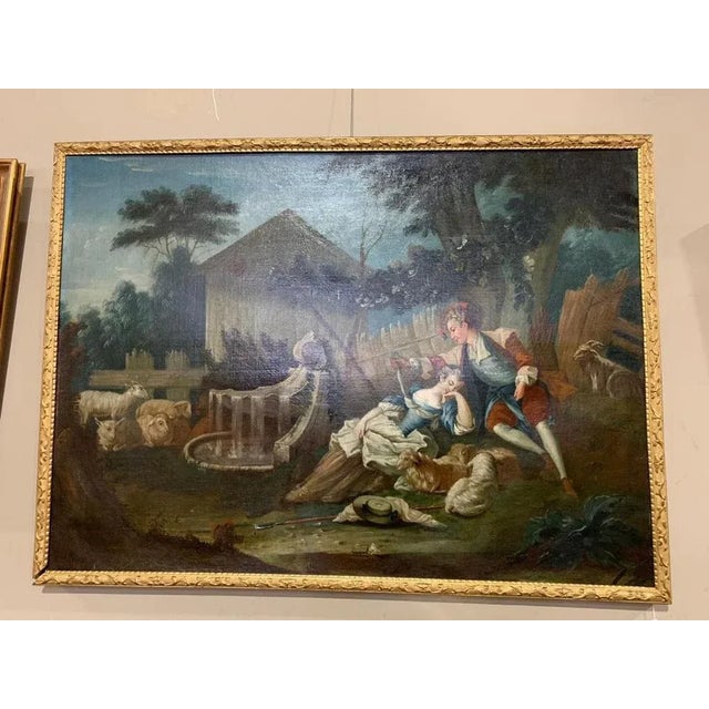 French School Artist, Gallant Scene, 18th Century, Oil on Canvas, Framed For Sale - Image 7 of 11