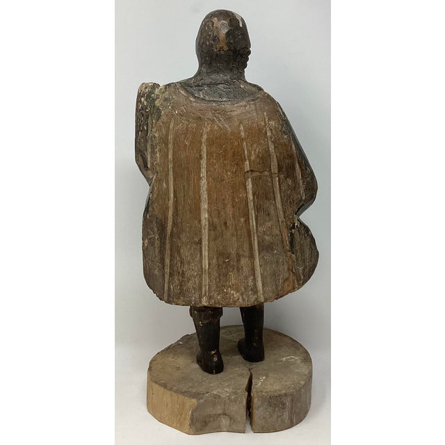 Spanish 18th C Hand-Carved Wood Figurine of a Soldier For Sale - Image 3 of 5
