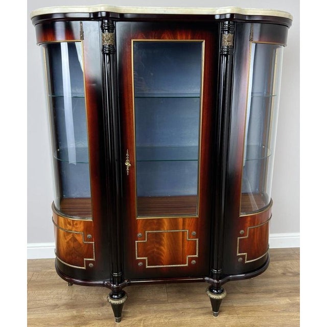 Vintage French Empire Style Display Cabinet with Marble Top For Sale - Image 5 of 18