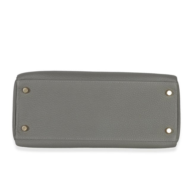 Animal Skin Gris Meyer Clemence Retourne Kelly 28 GHW For Sale - Image 7 of 9