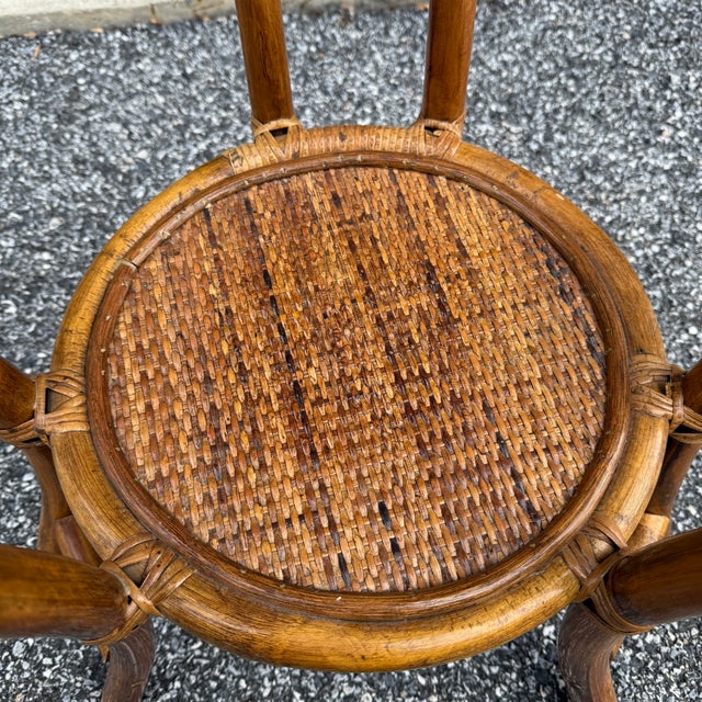 Bulbous 1970s Rattan 2 Tier 36" Plant Stand For Sale In Philadelphia - Image 6 of 11