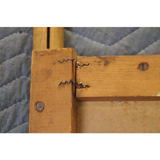 Mid 20th Century Monumental Bohemian Tiki Pastel Painting Tropical Nude Mid-Century Modern Faux Bamboo Frame 66" For Sale - Image 12 of 12