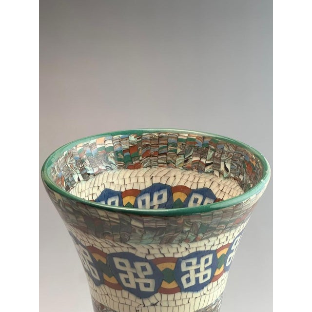 Art Deco Neriage Mosaic Trumpet Vase by Jean Gerbino for Vallauris, 1930s For Sale - Image 4 of 11