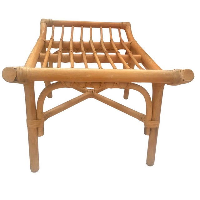 Bentwood Bamboo & Rattan Saddle Bench Stool Ottoman For Sale In West Palm - Image 6 of 9