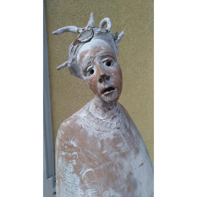 1970s Maurizio Zurla Crema, Figurative Sculpture, 1970s, Polychrome Terracotta on Wood Base For Sale - Image 5 of 15