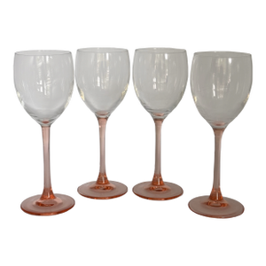 Vintage Made in France Blush Pink Wine Glasses - Set of 4
