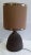 Ceramic Vintage Table Lamp in Dark Brown Unglazed Ceramic with Silver & Brown Fabric Shade, 1970s For Sale - Image 7 of 7