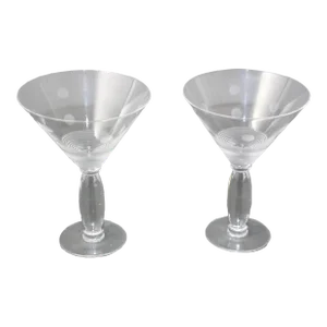 Royal Doulton Martini Crystal Etched Glasses Set of 2 Vintage Cocktail Barware