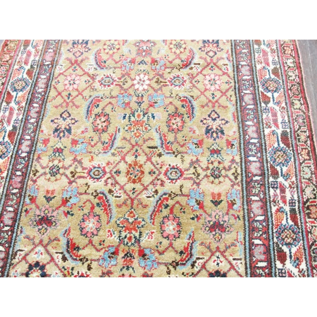 Camel Antique Persian Malayer Runner, Camel Color 3'4" × 14'11" For Sale - Image 8 of 10