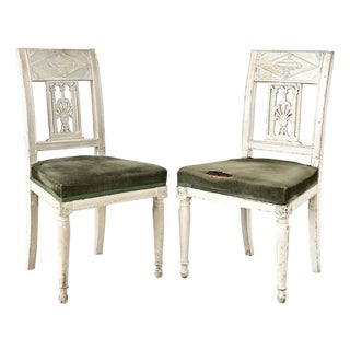 French Pair of 19th Century Period Directoire Side Chairs For Sale