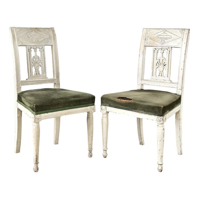 French Pair of 19th Century Period Directoire Side Chairs For Sale