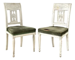 French Pair of 19th Century Period Directoire Side Chairs