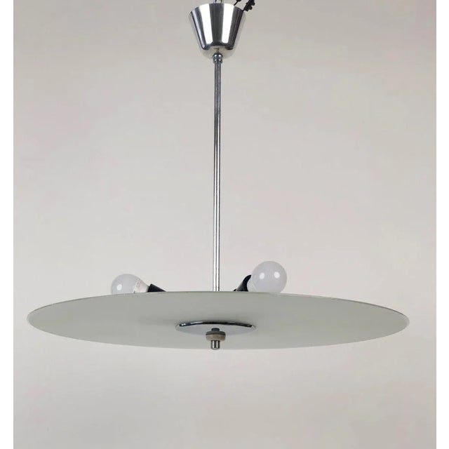 Czech Bauhaus Glass Plate Pendant Lamp, 1930s For Sale - Image 4 of 13