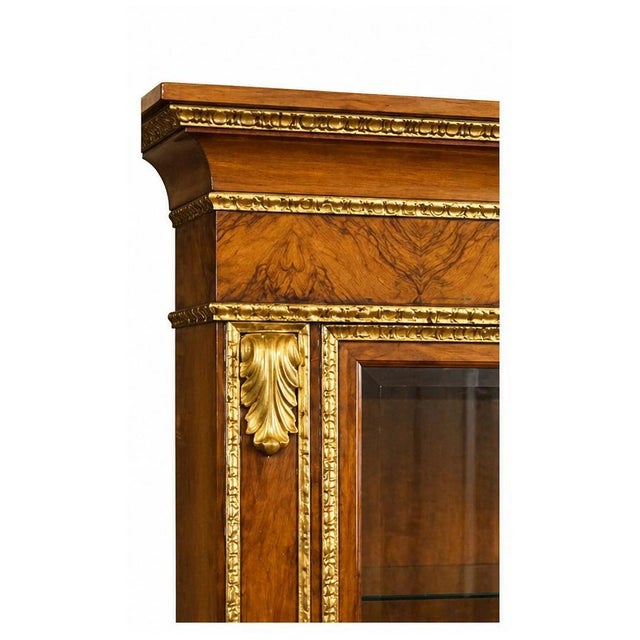 Large Walnut and Gilded Wood Bookcase, Italy, 1980s For Sale - Image 3 of 8
