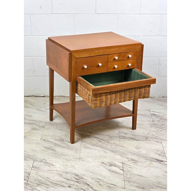 Mid 20th Century Danish Handmade Teak Sewing Table For Sale - Image 4 of 14